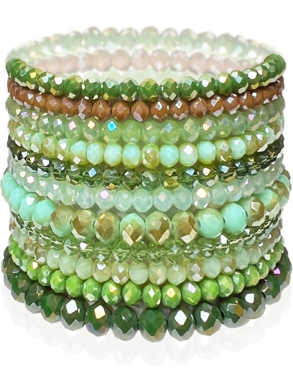 Colorful Crystal Stretch Bracelets Set - Stackable Boho Statement Jewelry Gift